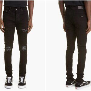 AMIRI Men's MX1 Bandana Ripped Patch Skinny Jeans, NWOT Size 33